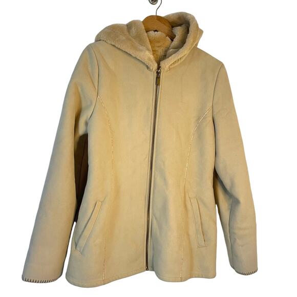 Vintage Tan Faux Fur Lined Jacket Marvin Richards M